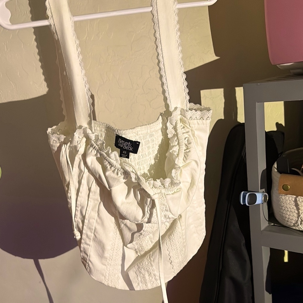 White Lace Trimmed Top